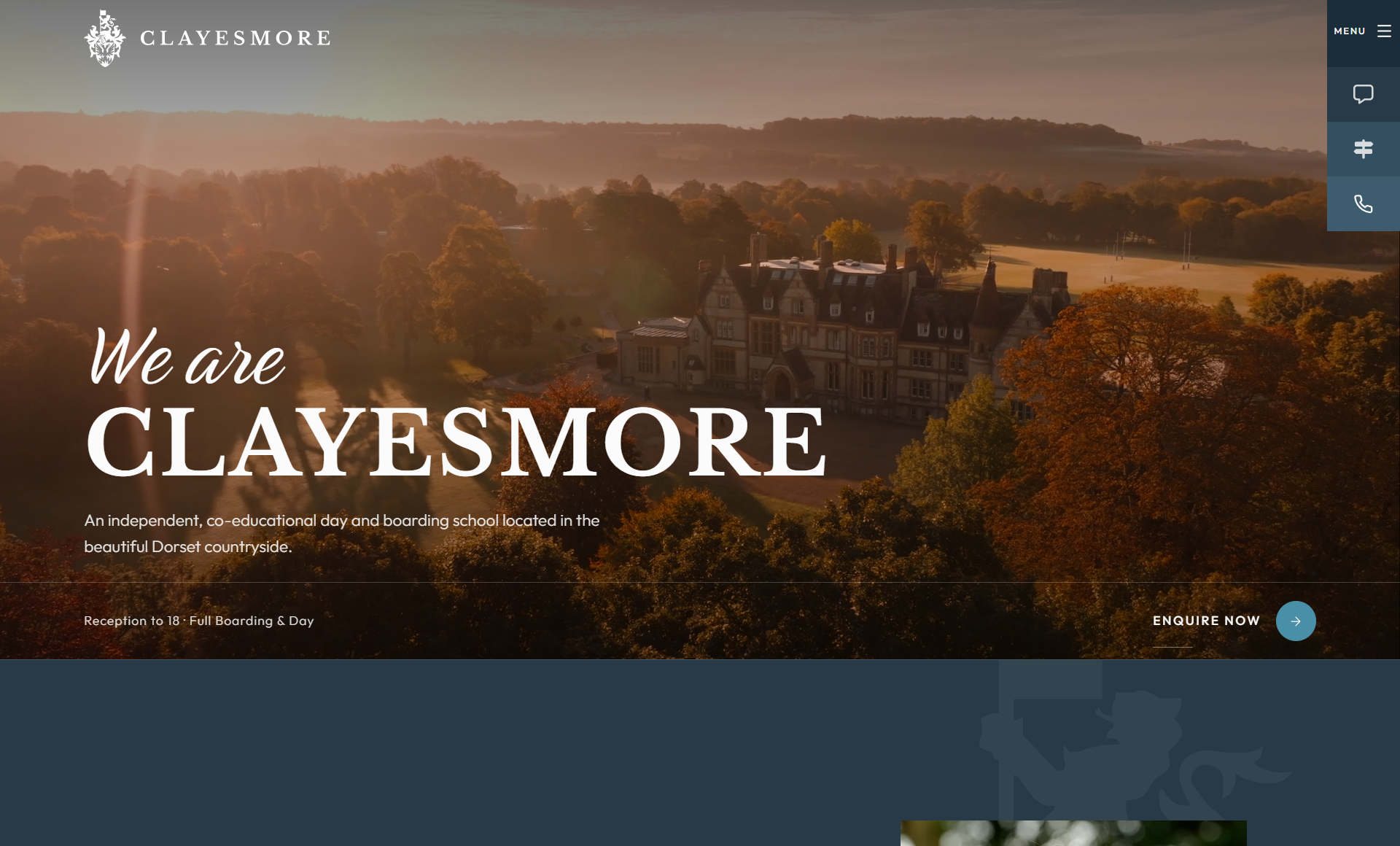 Clayesmore website homepage designed and developed by ACSIUS