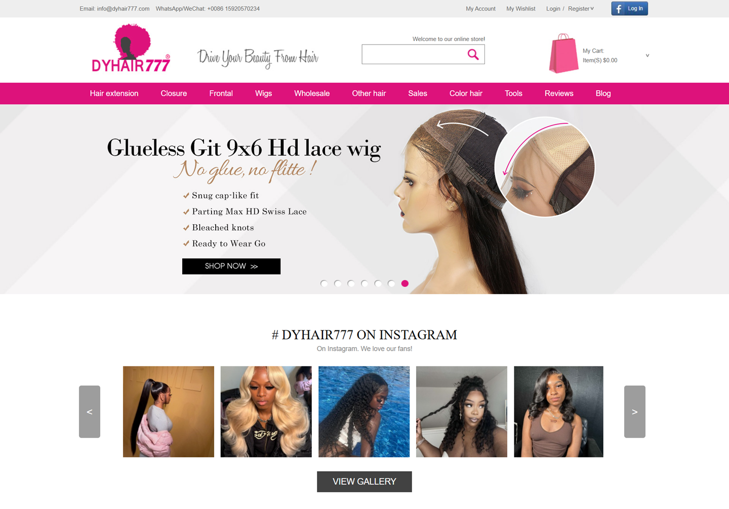 Dyhair777 website homepage designed and developed by ACSIUS
