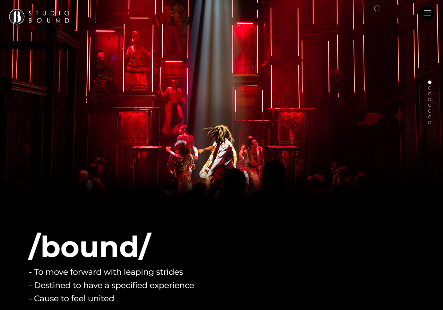 StudioBound website homepage designed and developed by ACSIUS