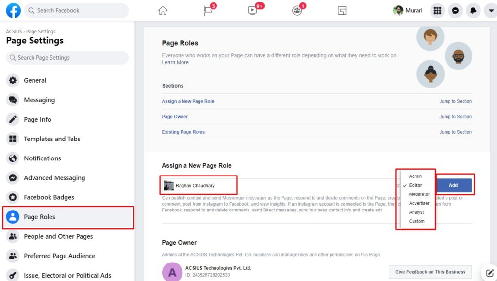 how do i change the administrator on my facebook page